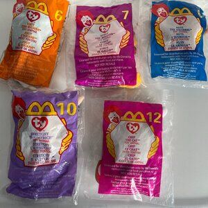 New 1999 TY  Beanie Babies Original McDonalds 5 - Strut Iggy Nuts Chip Stretchy